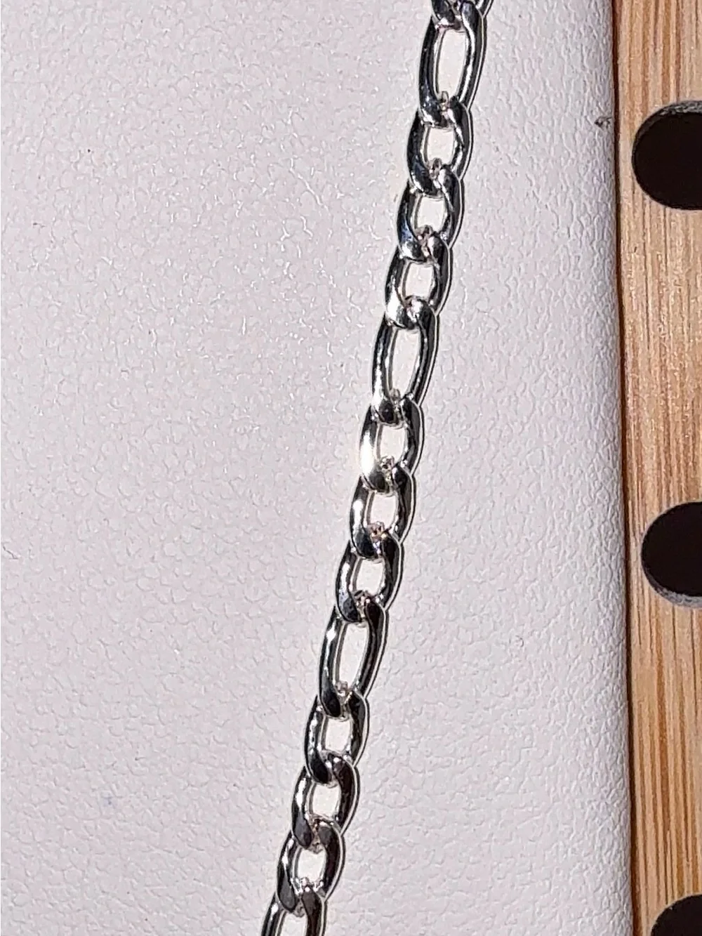 Stainless Steel Silver Figaro Chain Necklace - Shiny Silver 18”